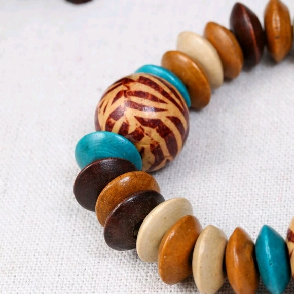 🍉5 for $25* Zebra Stripe Wood Bead Bracelet - Picture 2 of 2